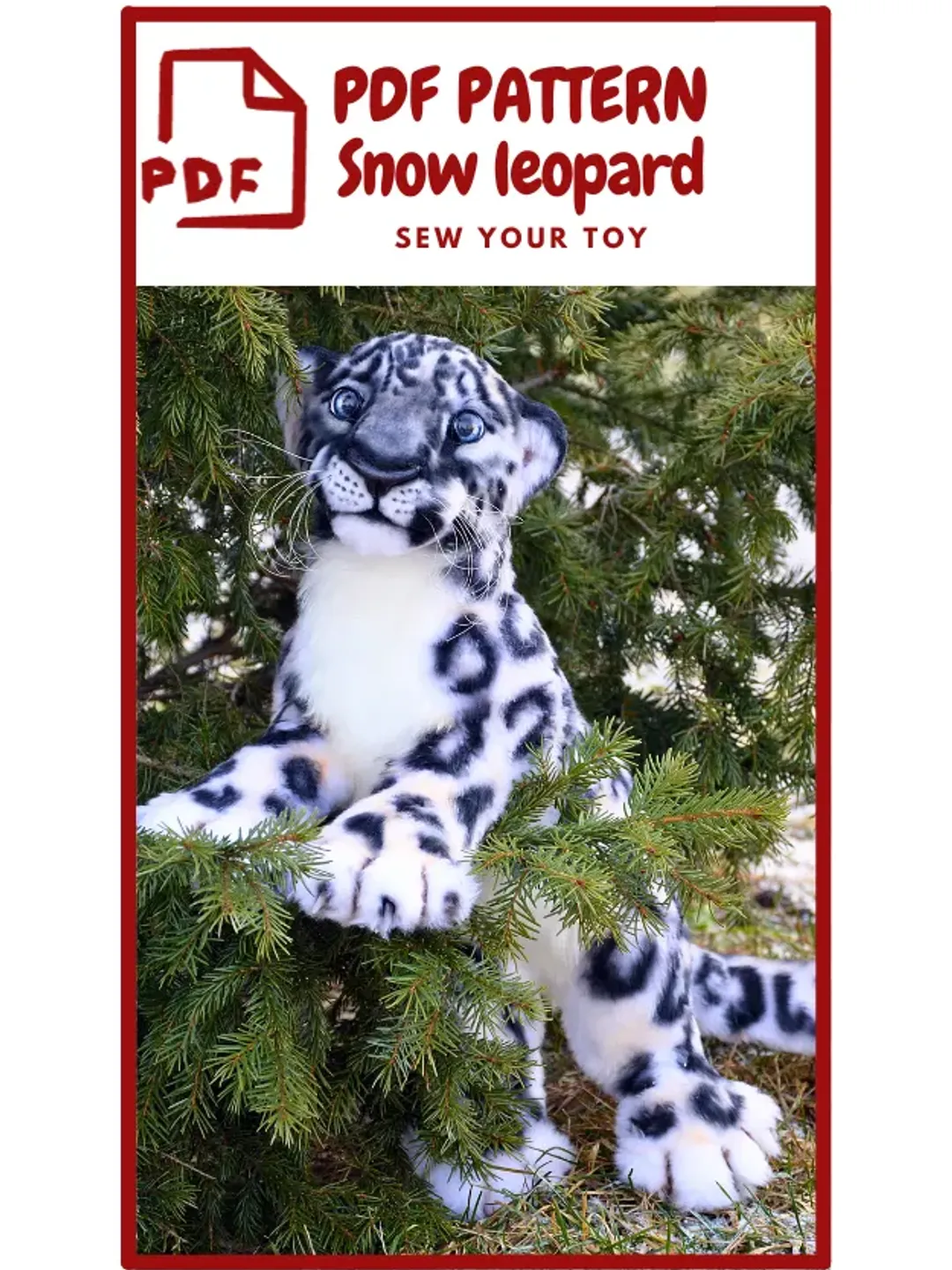 SEW PATTERN Snow leopard -Collectible Toy-Posing Toy-Snow leopard Toy-Stuffed Animal Figurine-PDF realistic leopard