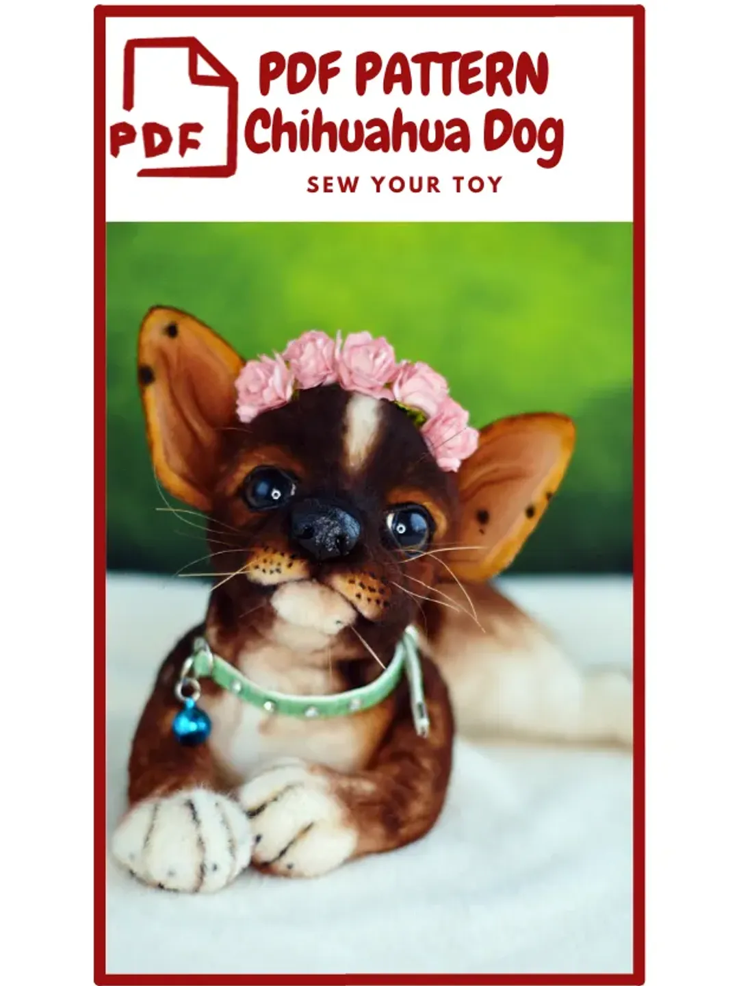 SEW PATTERN  Dog- Chihuahua - Collectible toy - Posing toy - Toy Chihuahua - Stuffed Animal Figurine-PDF Pattern