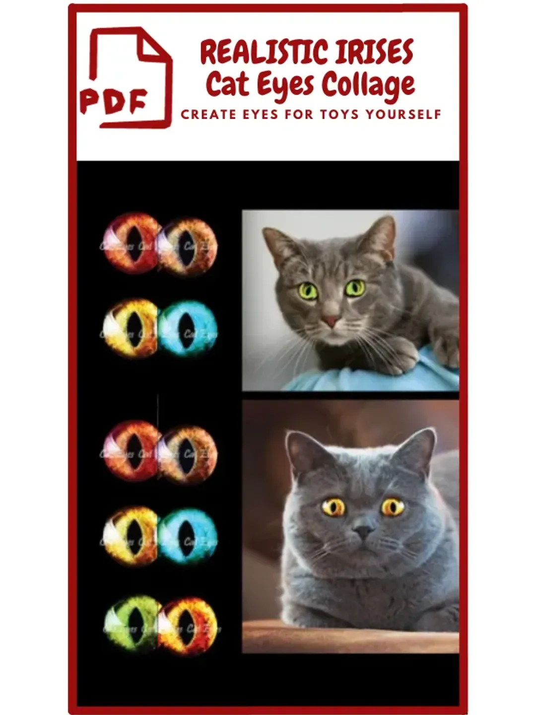 Eyes for Printing Realistic Irises, Cat Eyes, Cat Irises, Realistic Eyes, Doll Eyes, Teddy Bear, Bottle Caps,