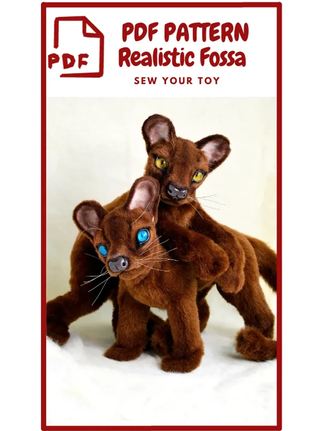 SEW PATTERN Fossa- Madagascar fossa - Figure stuffed animal - Pattern PDF-Teddy bear -Teddy bear - Wild cat pattern
