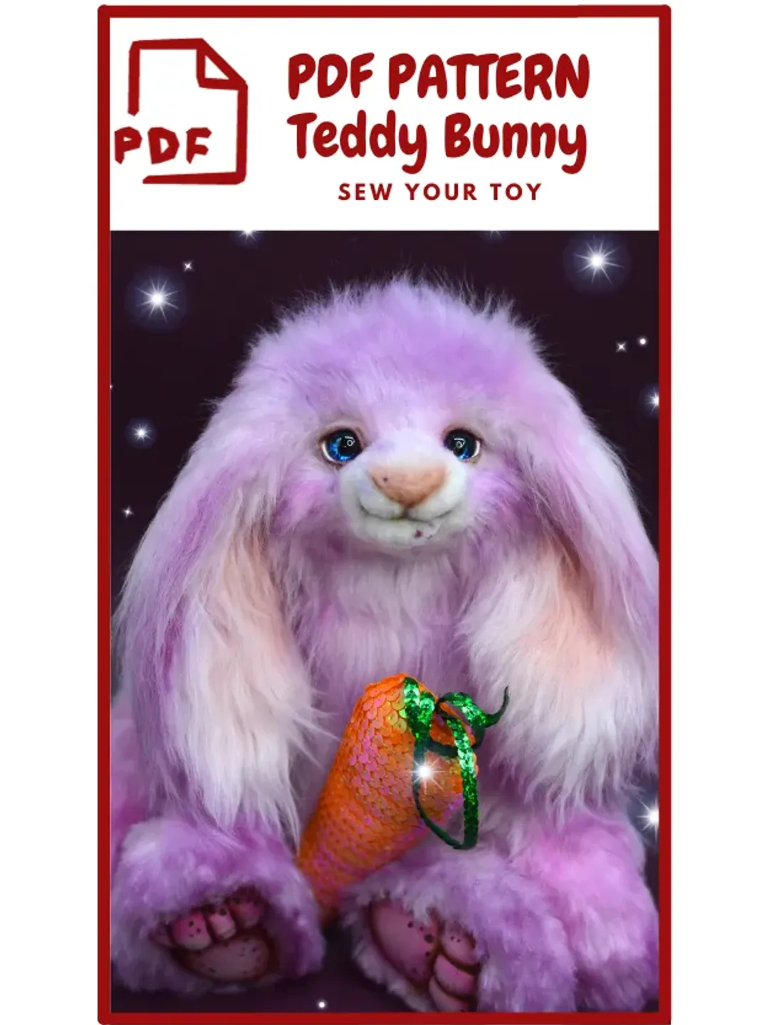 Teddy Bunny sewing pattern, Pattern stuffed animal, Pattern PDF-Teddy ...