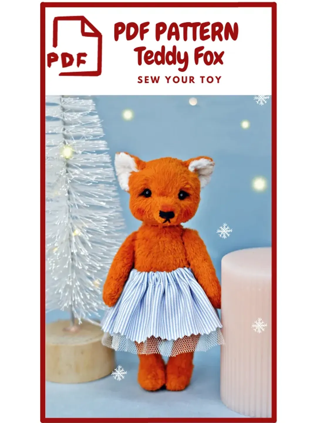 Teddy Fox Sewing Pattern , Fox stuffed Toy, Fox Doll sewing pattern, Digital PDF, Download Fox Sewing Pattern, Fox teddy