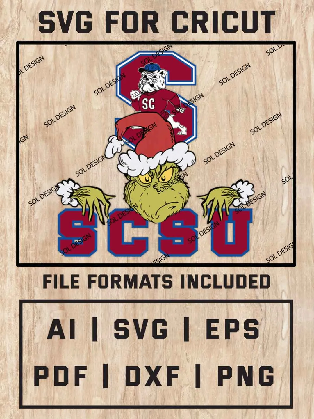Grinch South Carolina State Bulldogs SVG, NCAA SVG Design, NCAA SCSU Bulldogs SVG, NCAA Bulldogs Cricut, Christmas Svg, Grinch svg, Digital Download