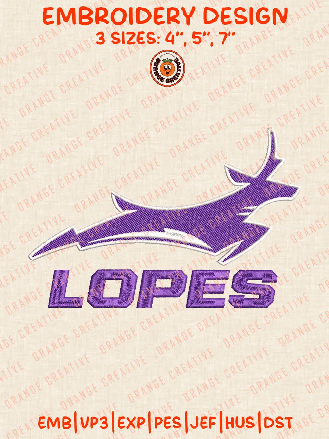 NCAA Lopes Mascot Logo Embroidery Files, NCAA Grand Canyon Lopes Team Embroidery Designs, Football Team Machine Embroidery Files, NCAA Grand Canyon Lopes Machine Embroidery, Digital Download