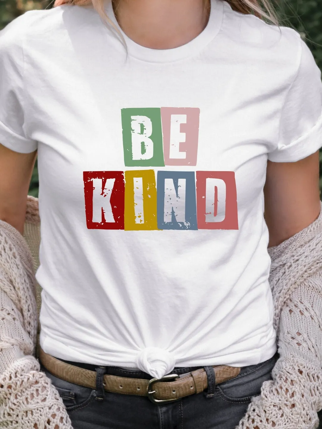 Positive Vibes Be Kind Shirt - Vintage Rainbow Design