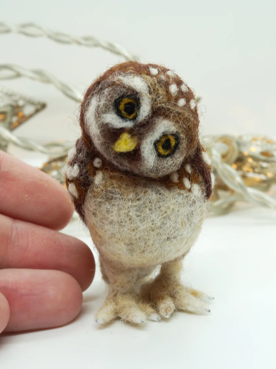 Owlbert, needle felted burrowing owl, made to order