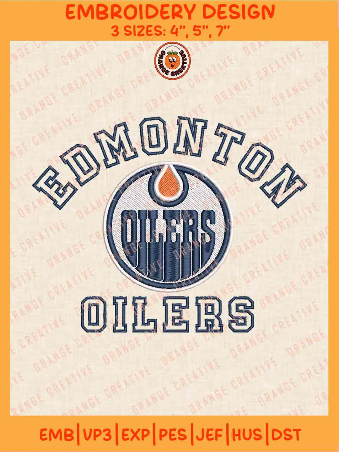 NHL Edmonton Oilers Team Logo Embroidery Files, Edmonton Oilers Hockey Team Embroidery Designs, NHL Oilers Machine Embroidery Files, NHL Hockey Team Machine Embroidery, Digital Download