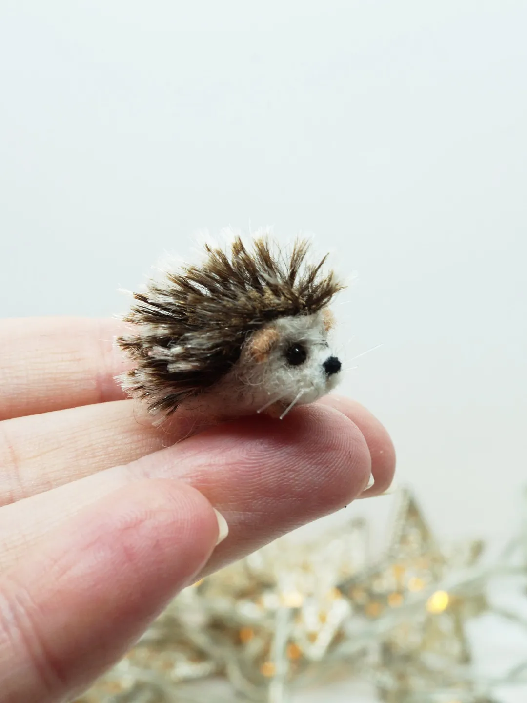 Fluffy the hedgehog, miniature needle felted animal, baby hedgehog, made to order