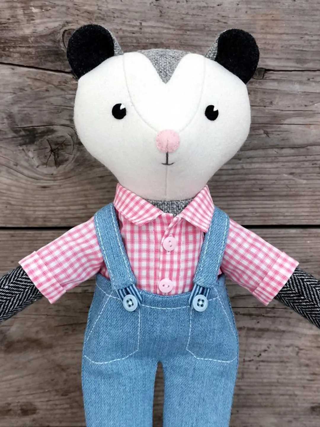 Gray possum boy, handmade plush doll, opossum stuffed toy, possum soft toy