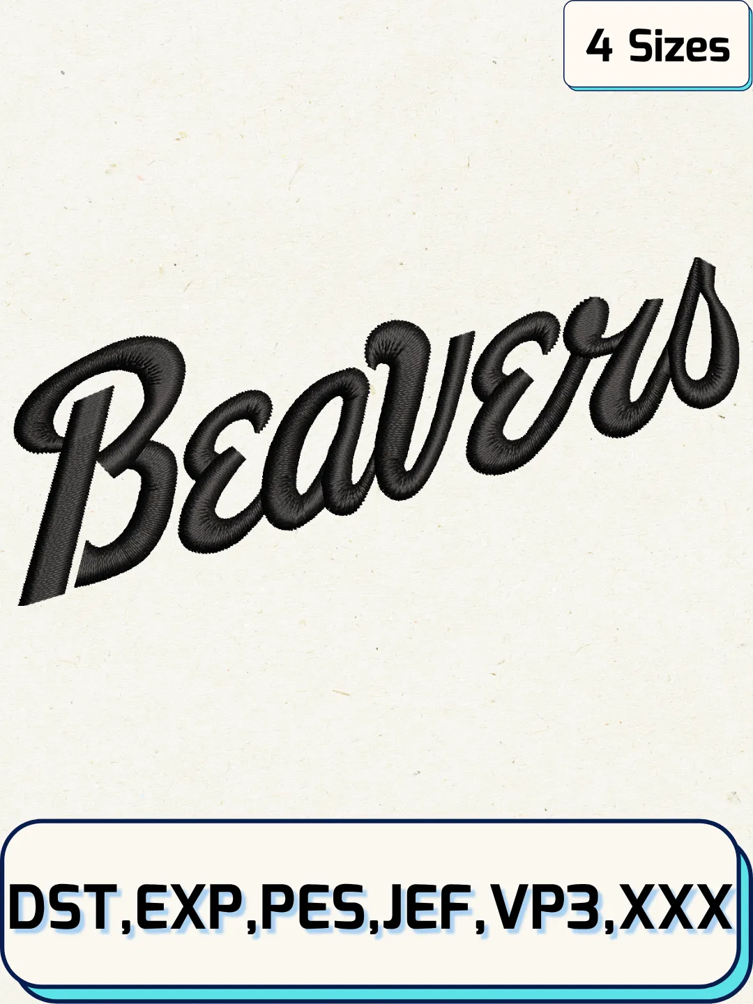 Bemidji State Beavers Wordmark Logo Embroidery Design Files, NCAA Logos Embroidery Designs, Machine Embroidery Files, 4 Sizes