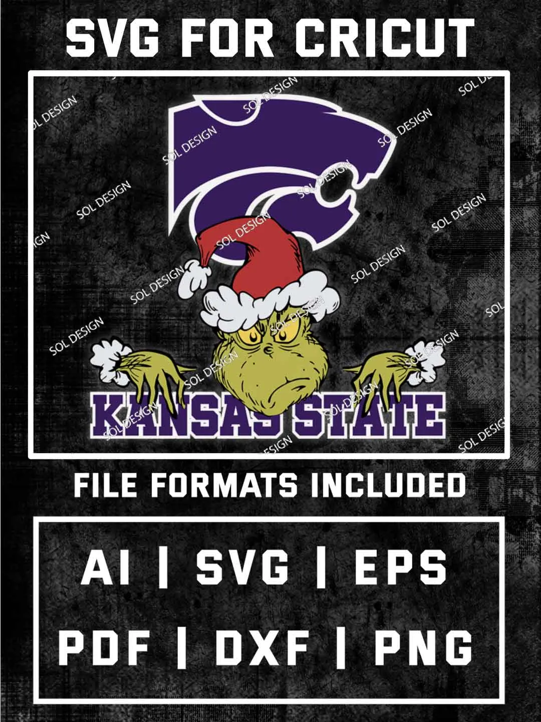 Grinch Kansas State Wildcats SVG, NCAA SVG Design, NCAA Kansas State Wildcats SVG, NCAA Wildcats Cricut, Christmas Svg, Grinch svg, Digital Download
