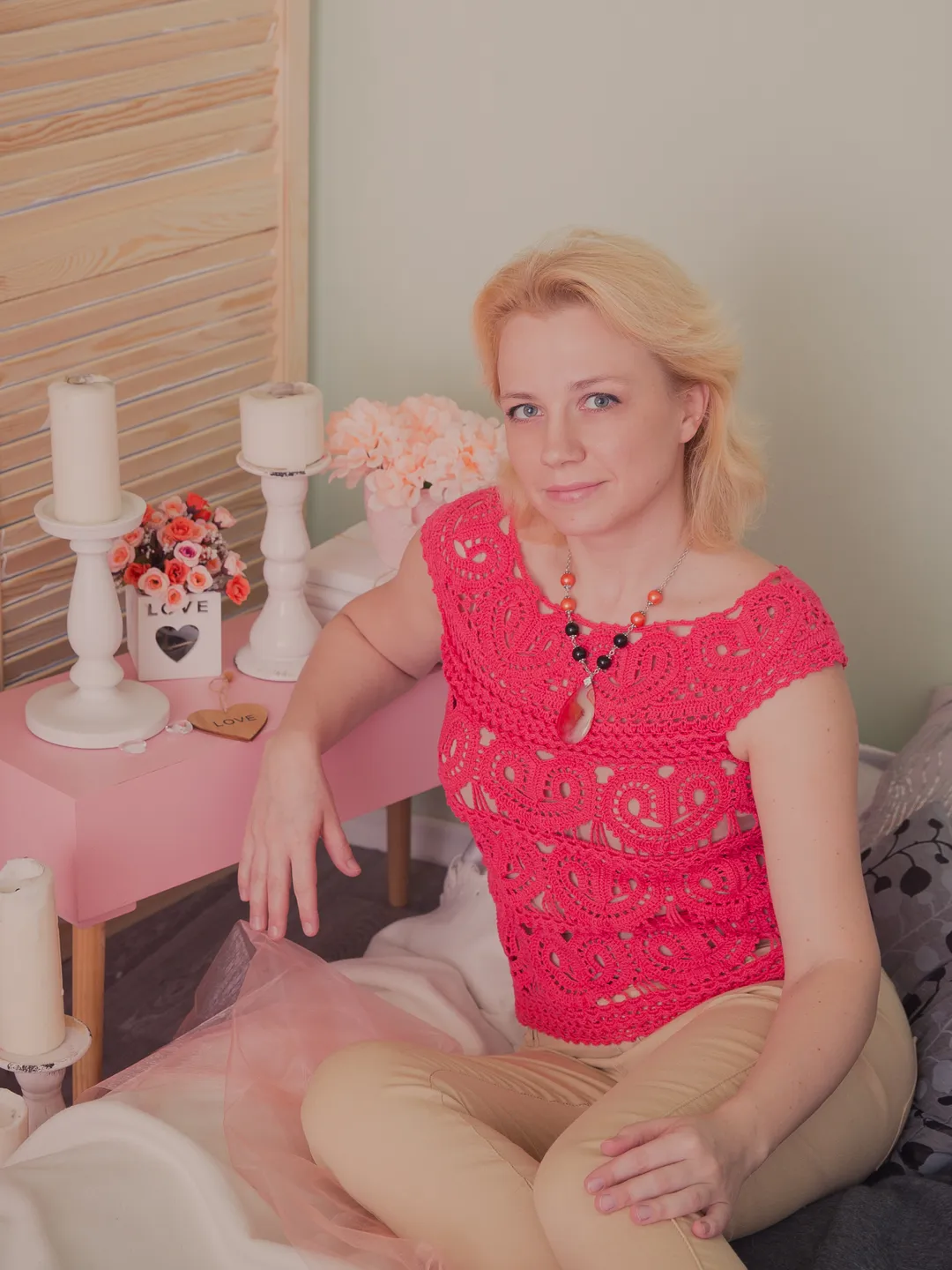 Lacy T-Shirt Top with Hearts Crochet Pattern