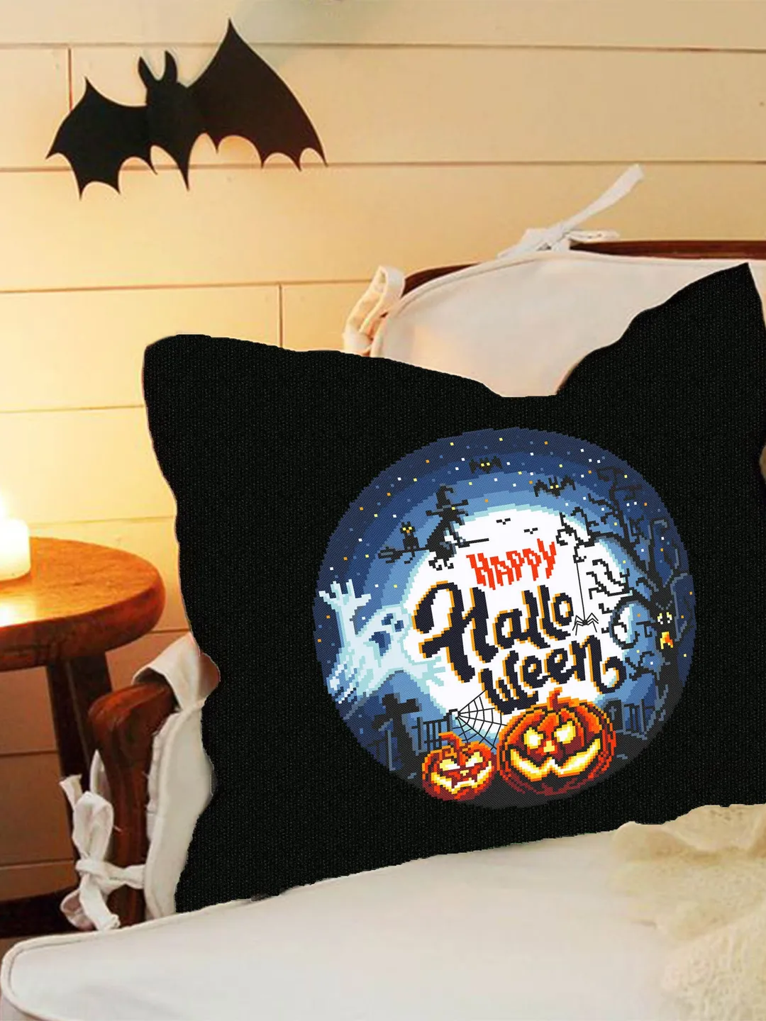Happy Halloween cross stitch pattern download PDF Halloween moon cross ...