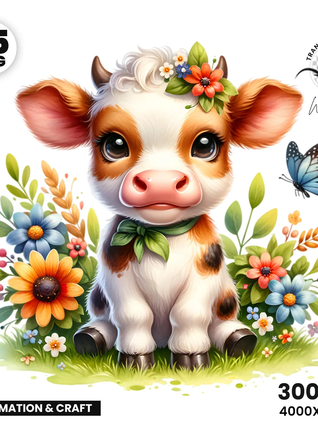 Watercolor Farm Animals Clipart: Baby Animal PNG Bundle (Digital ...