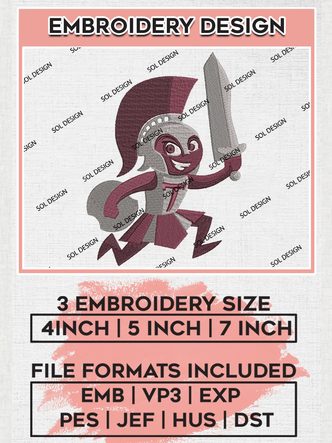 Little Rock Trojans Team Mascot Logo Embroidery Design Files, NCAA Little Rock Trojans Machine Embroidery, NCAA Teams, 3 sizes, NCAA Machine embroidery designs, Digital Download