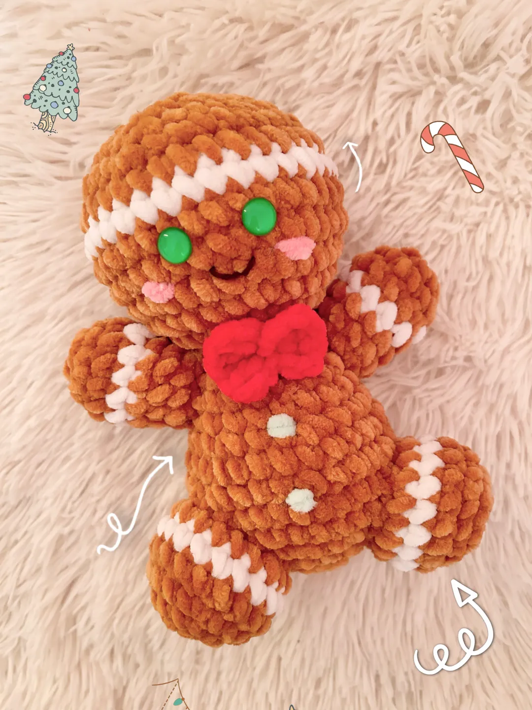 Crochet gingerbread man pattern Amigurumi Christmas ornament pattern Crochet Xmas decorations pattern Crochet plushies pattern