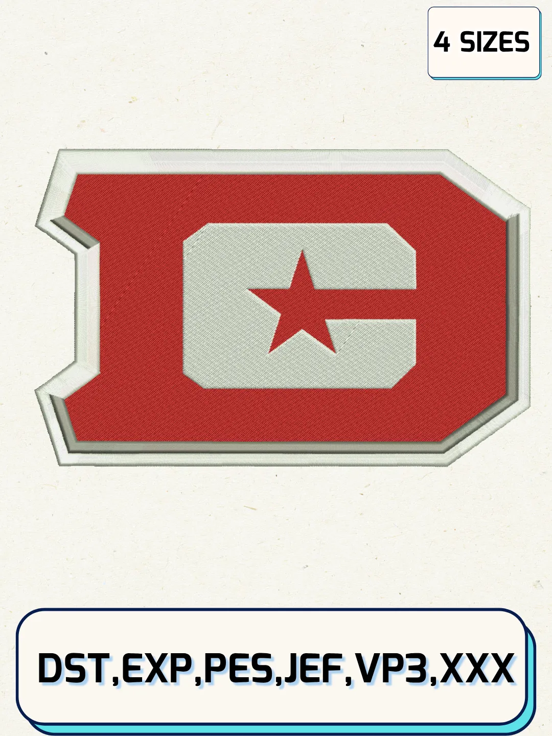 DC Defenders Logo Embroidery Design File,UFL Logo Embroidery Design, Machine Embroidery Files, 4 Sizes