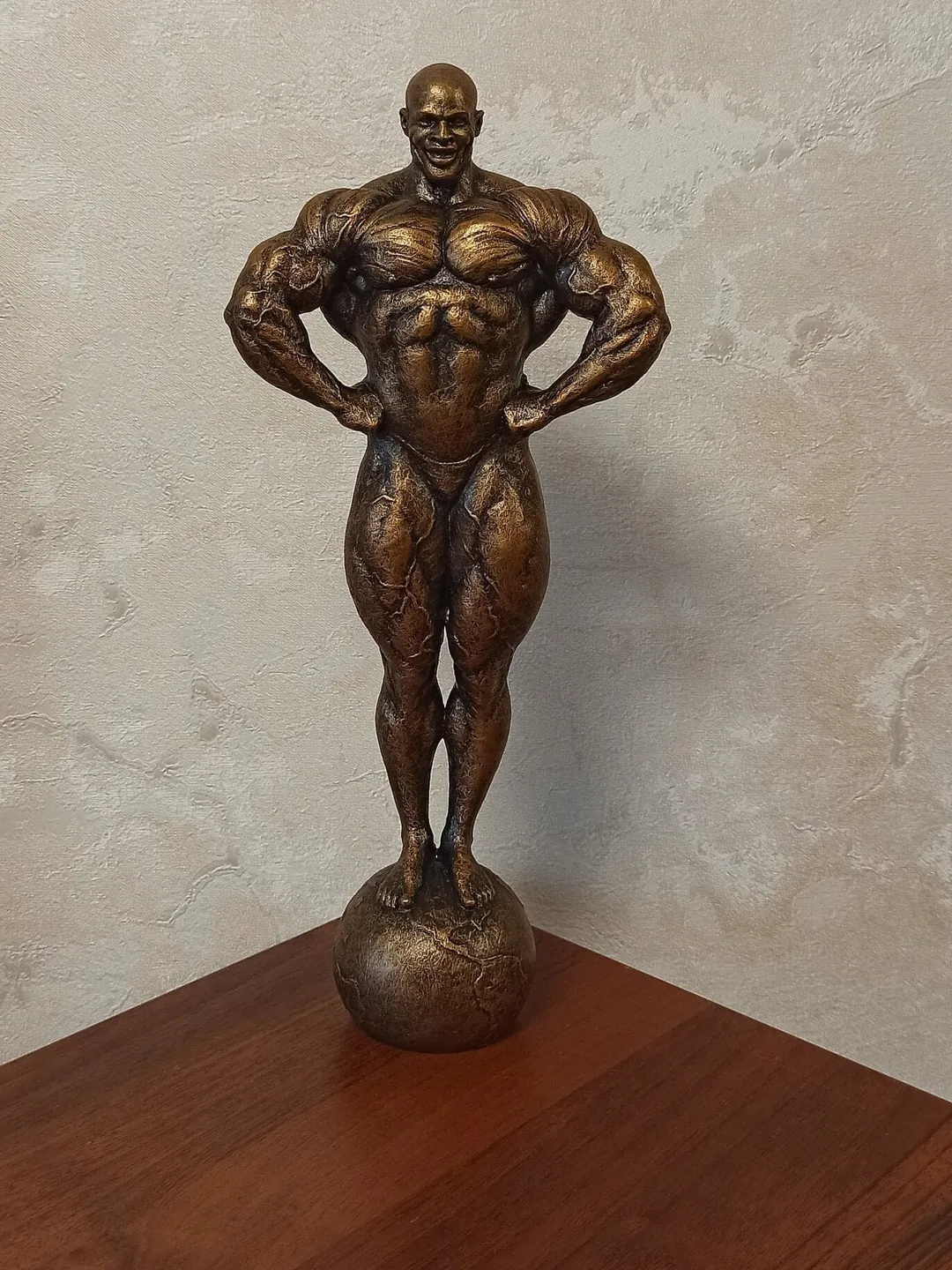 Bodybuilder Sportsman Plastic Bronze Imitation Acrylic Statue Sculpture Motivation Home Decor Art Collectible Gift Large Figurine 11,8 in