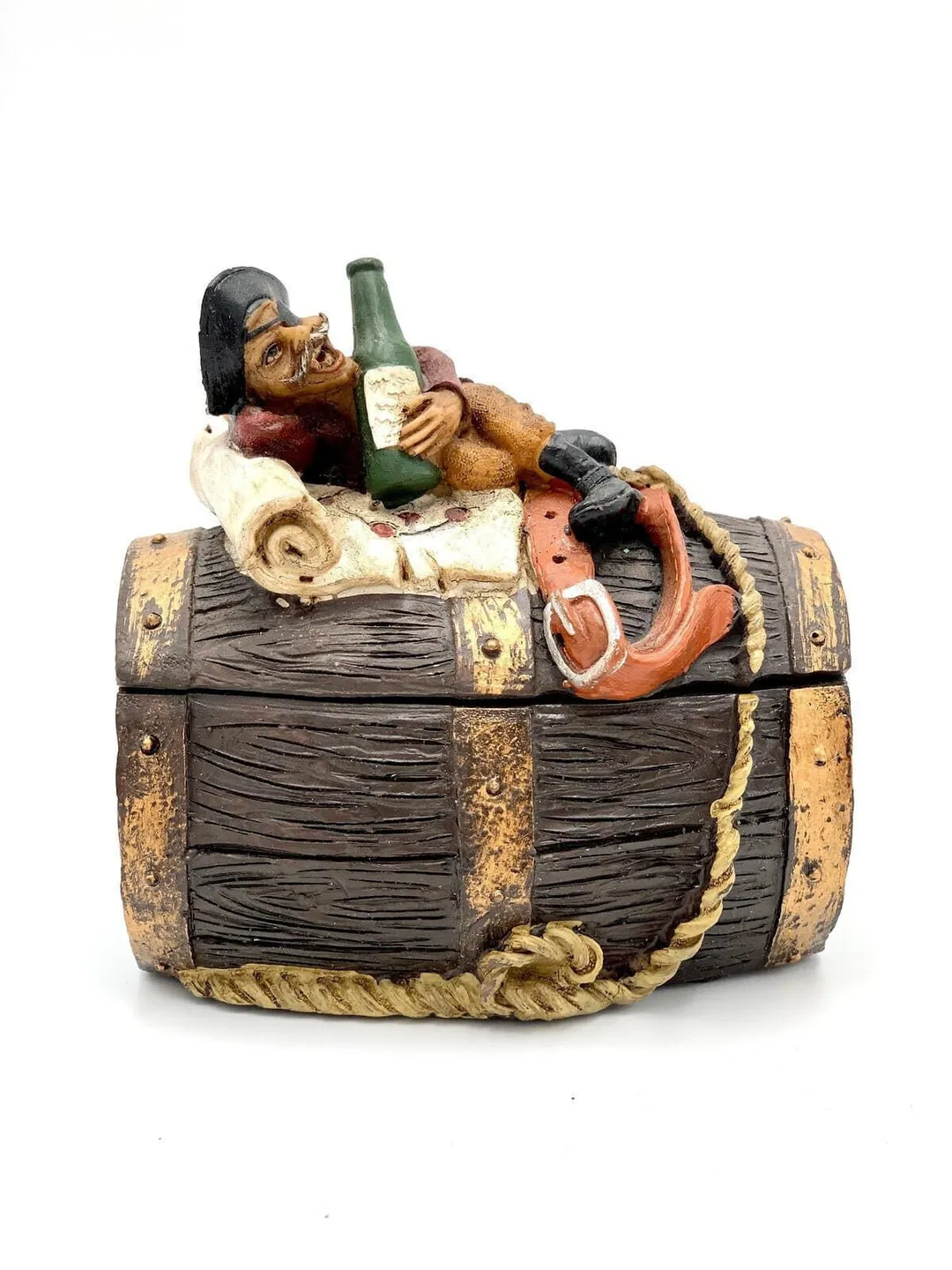 Decorative Box Pirate on a Barrel Dower Chest Collectible Interior Decor for Trinkets Souvenir Organizer for Small Things Handcrafted Gift
