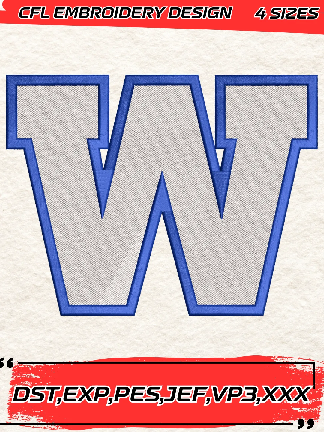 Winnipeg Blue Bombers Logo Embroidery Design,CFL Logo Machine Embroidery Digitized Pes File,4 Sizes, Instant Download