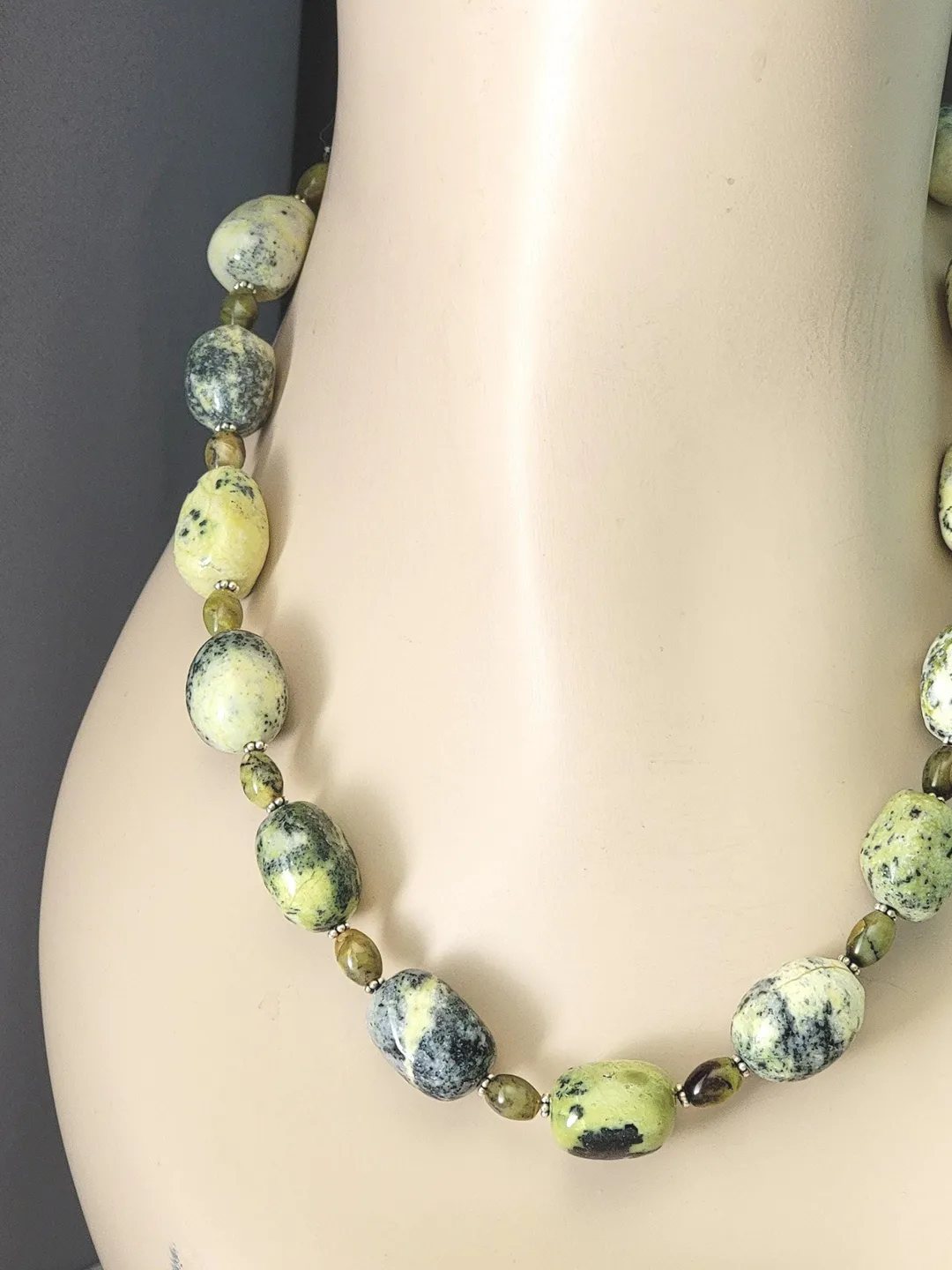 Yellow Turquoise Chunky Nugget Necklace, Big Stone Beads Designer Rare Color Turquoise Beaded Necklace, Adjustable Length