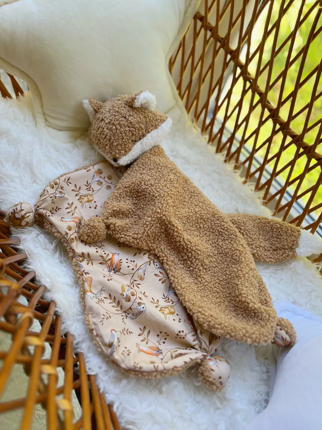 Fox toy, plush toy, comforter baby, toy for baby, baby shower gift