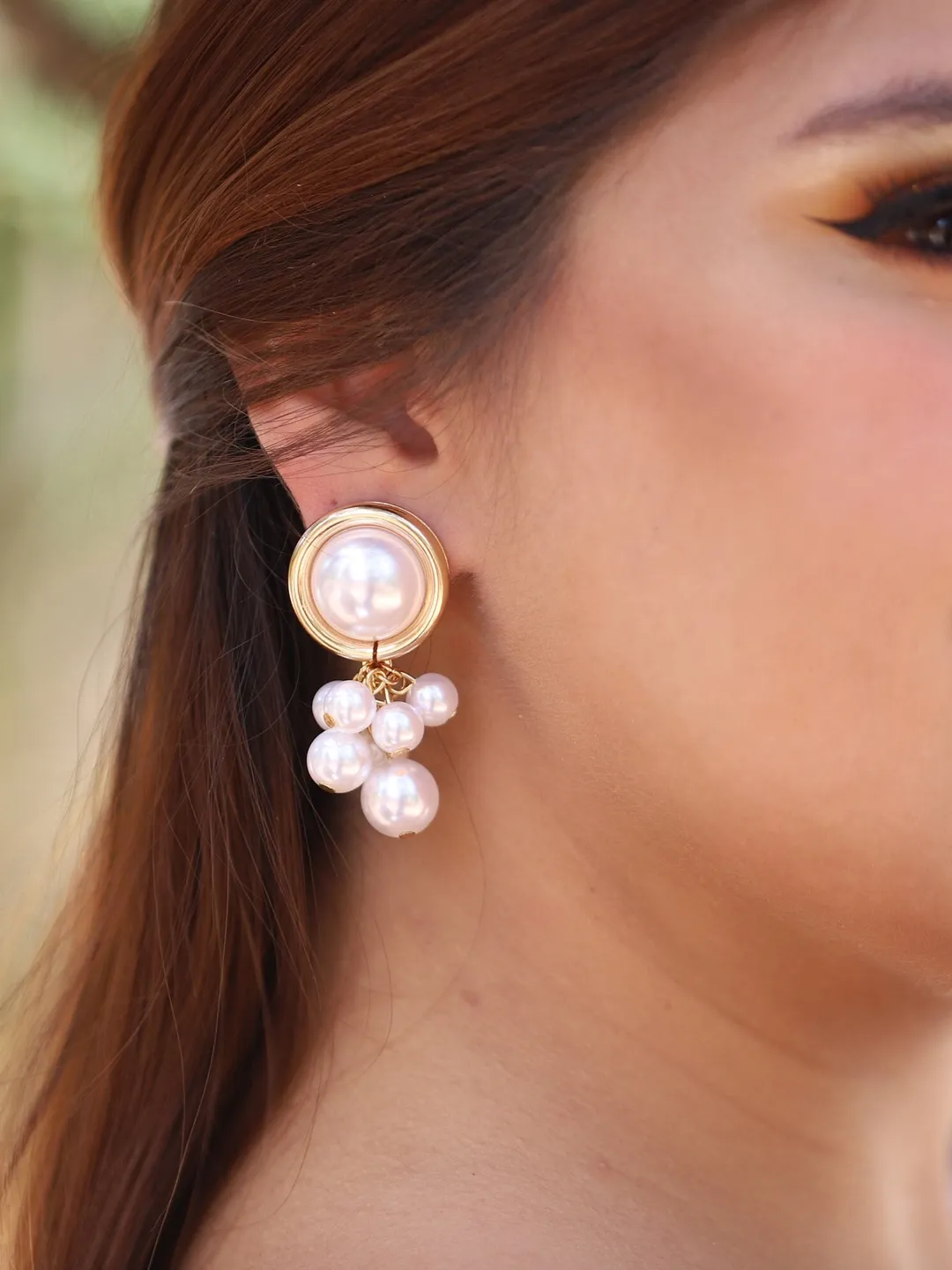 Boho Wedding Earrings For Bride, Pearl Chandelier Statement Bridal Earrings, Pearl Statement Wedding Jewelry, Gold Jewellery Bridesmaid Gift