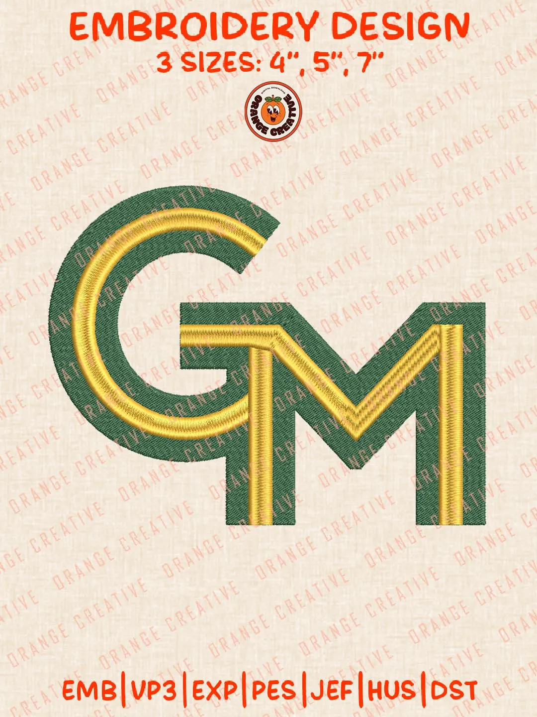 GM Patriots Embroidery Design, NCAA George Mason Patriots Team Logo Embroidery Design, Machine Embroidery Design File, 4 Sizes, Custom Size, Digital Download