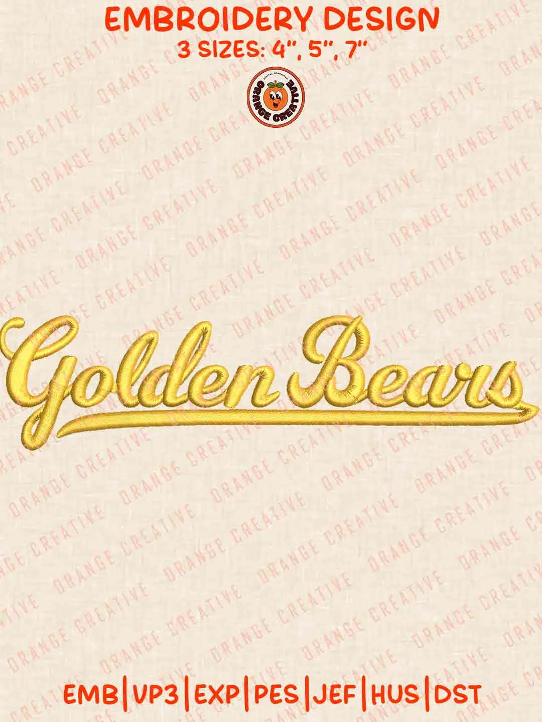 NCAA Golden Bears Text Embroidery Files, NCAA California Golden Bears Embroidery Design, Machine Embroidery Design File, 4 Sizes, Custom Size, Digital Download