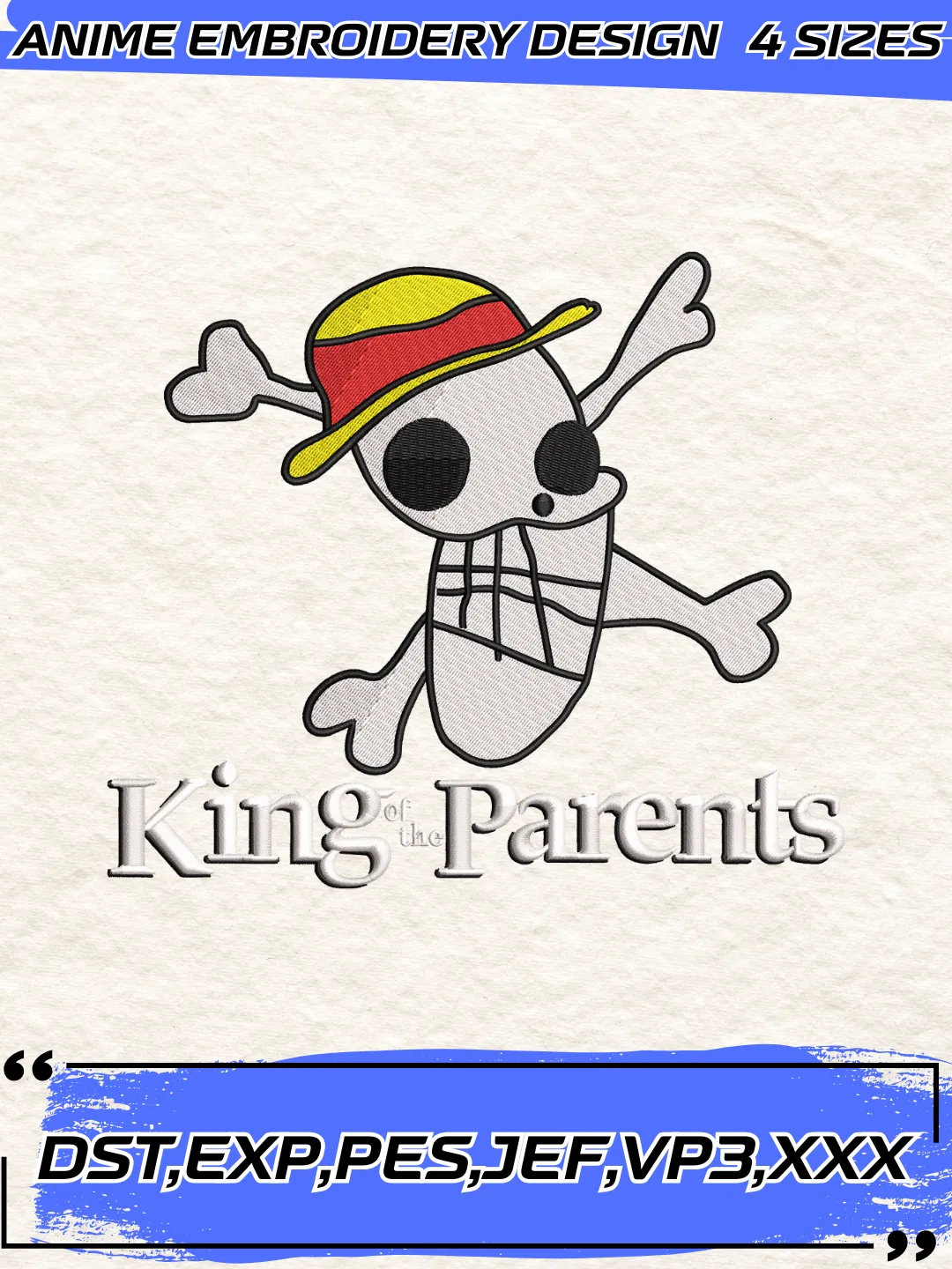 King Of The Parents Embroidery Design,Luffy Flag Drawing,One Piece