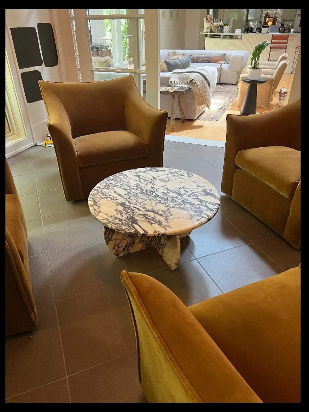 Calacatta Viola Coffee Table is Real Marble and everything is marble, including the Italian model handmade legs.