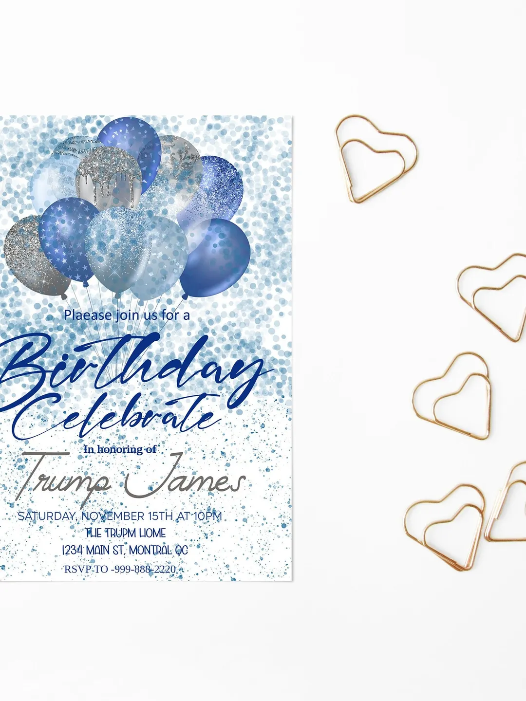 Blue Balloon Birthday Invitation – Printable Party Invite (Digital Download)