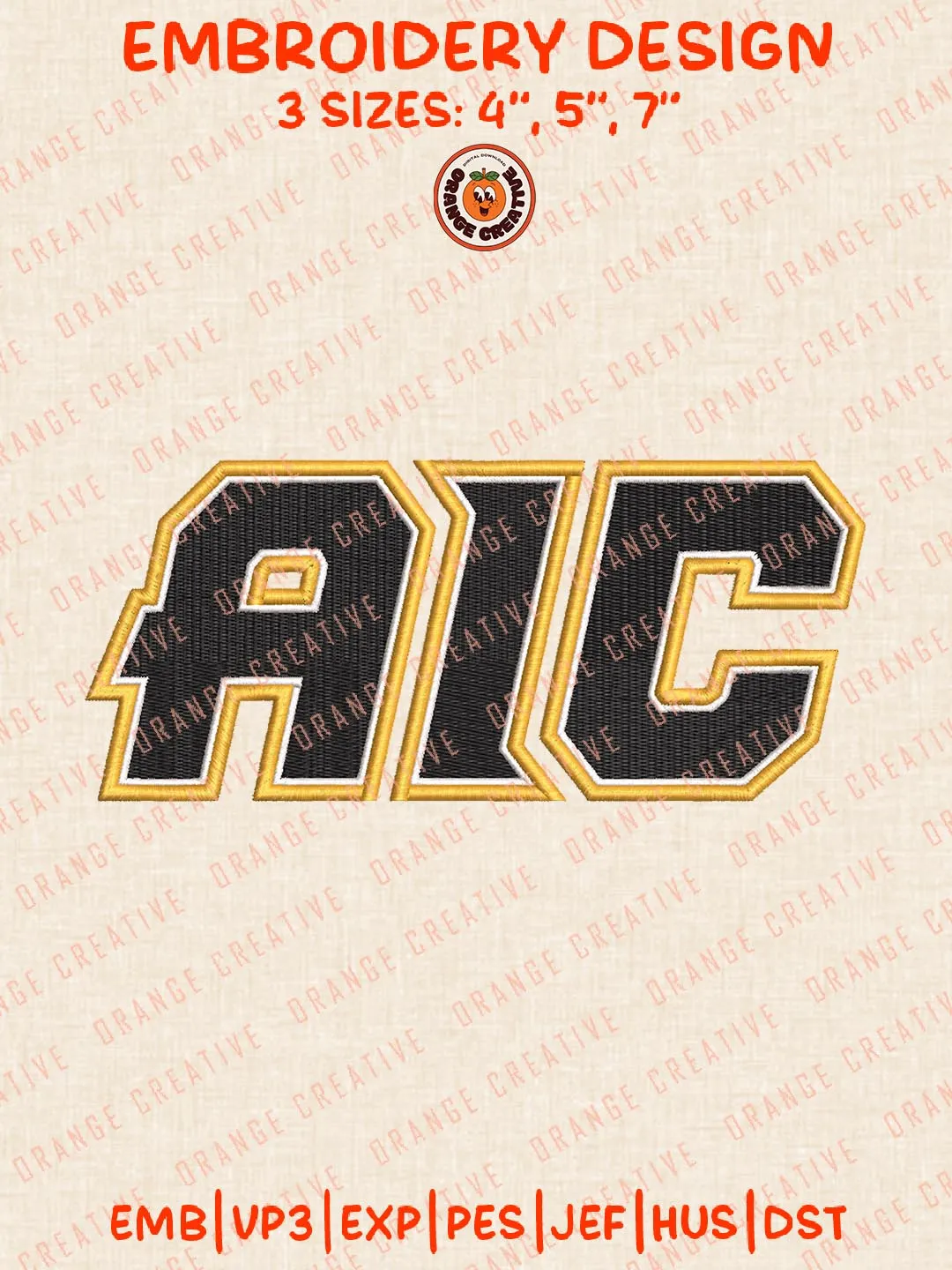 AIC Logo Embroidery Files, Sport Embroidery Designs, NCAA AIC Yellow Jackets Embroidery, College Football Team Designs, Digital Download