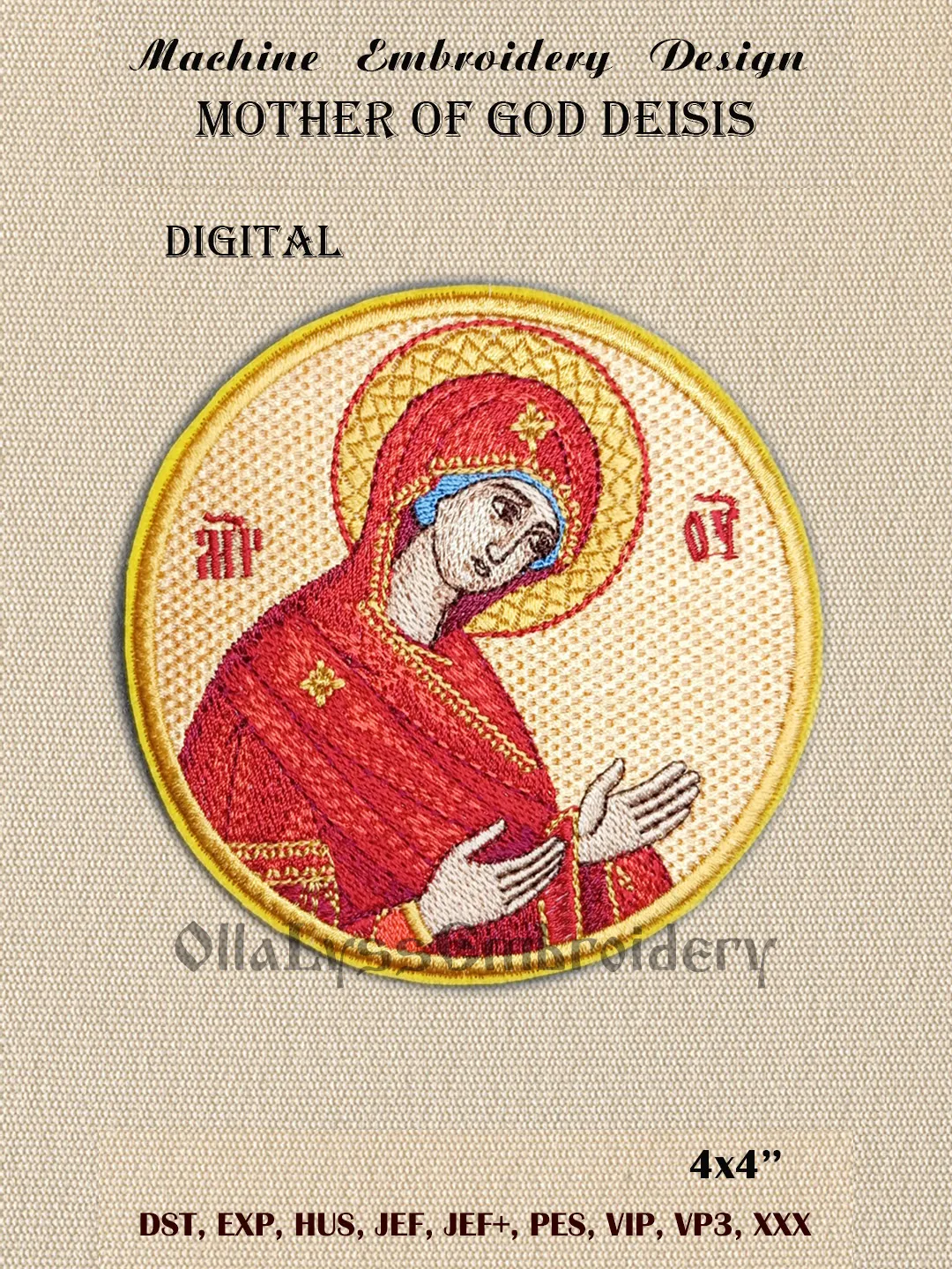 Mother of God Deisis embroidery design