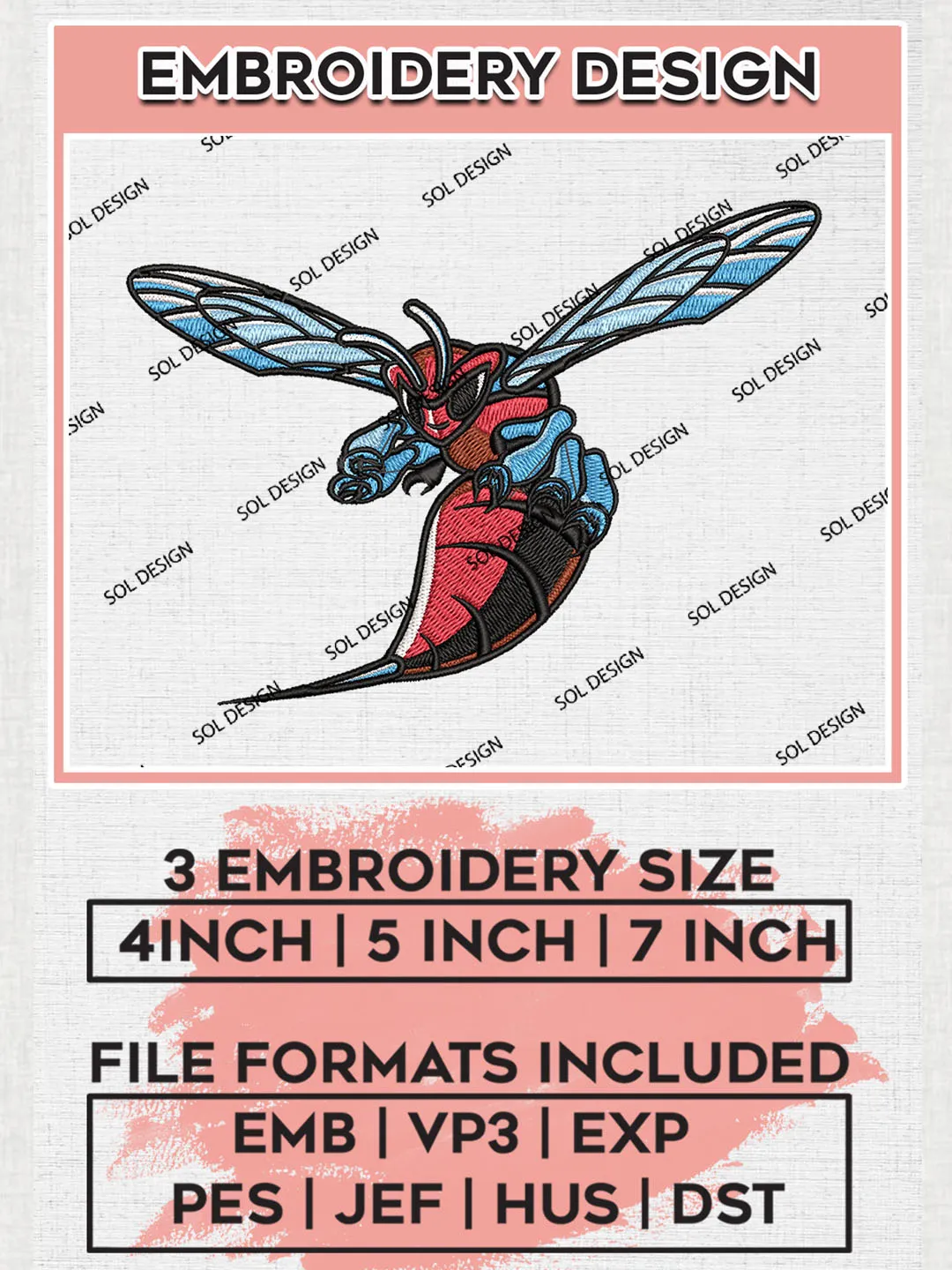 Delaware State Hornets Logo Machine Embroidery Design, NCAA Delaware State Hornets Embroidery Design Design files, NCAA Embroidery Designs, NCAA Machine Embroidery Designs, Digital Download