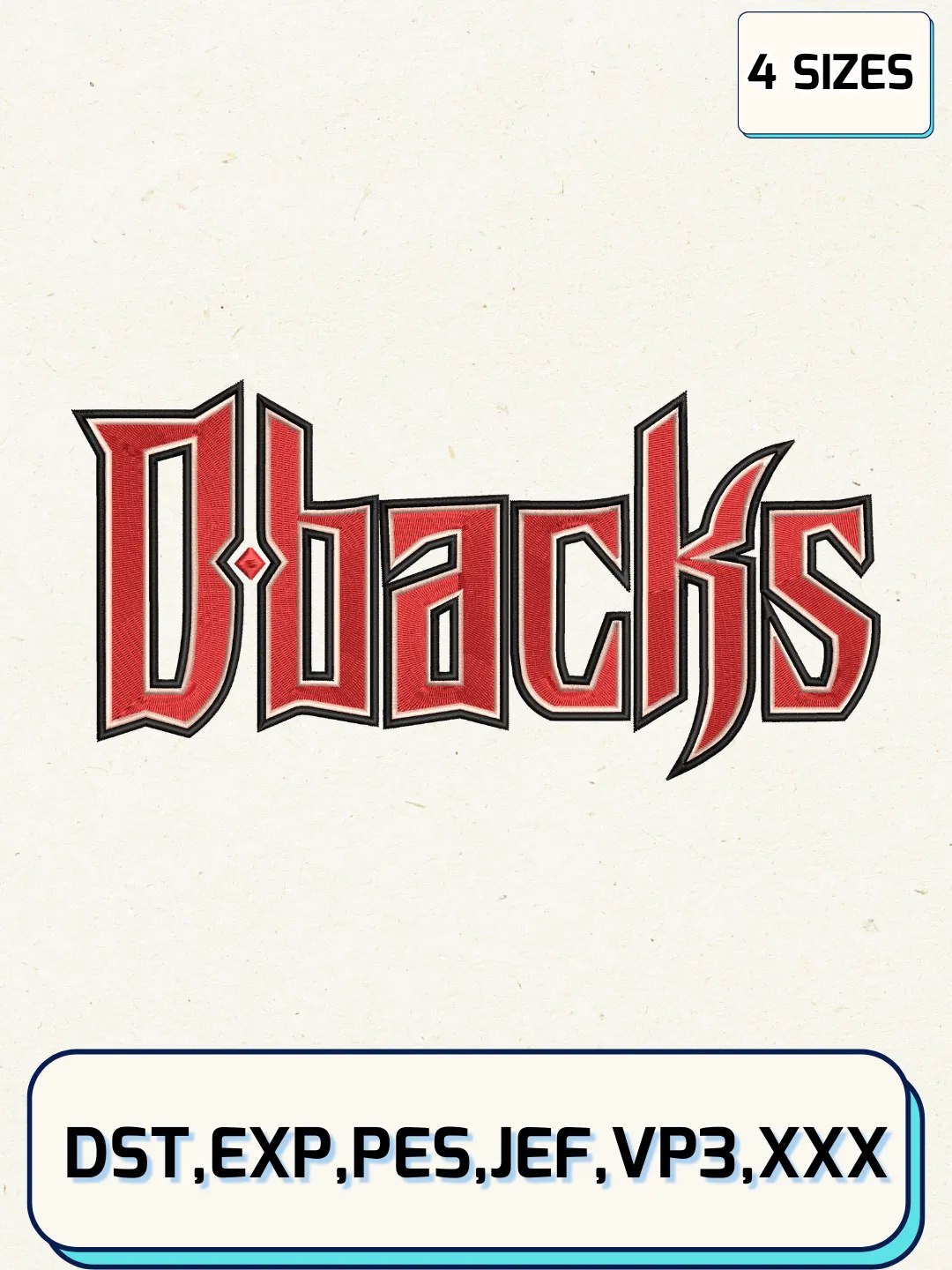 Dbacks Logos Embroidery Design Files, MLB Logos Embroidery Designs, Machine Embroidery Files, 4 Sizes