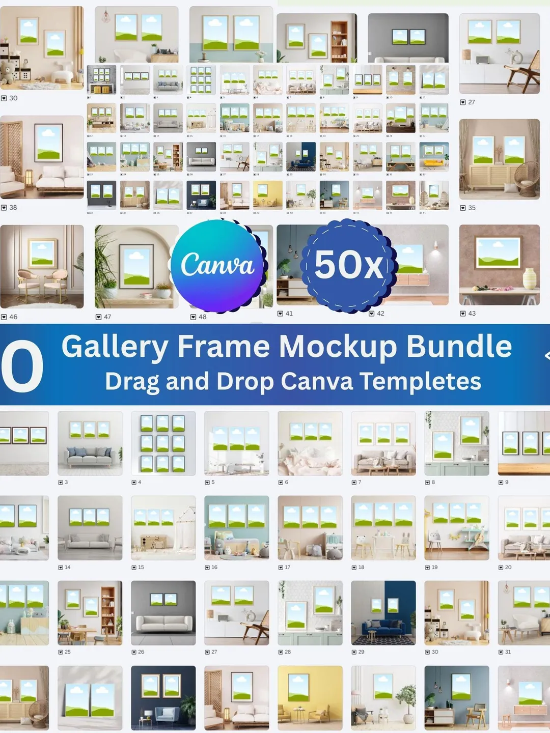 100x Canva Frame Mockup Bundle – Drag & Drop Canva Templates | Ready-to ...