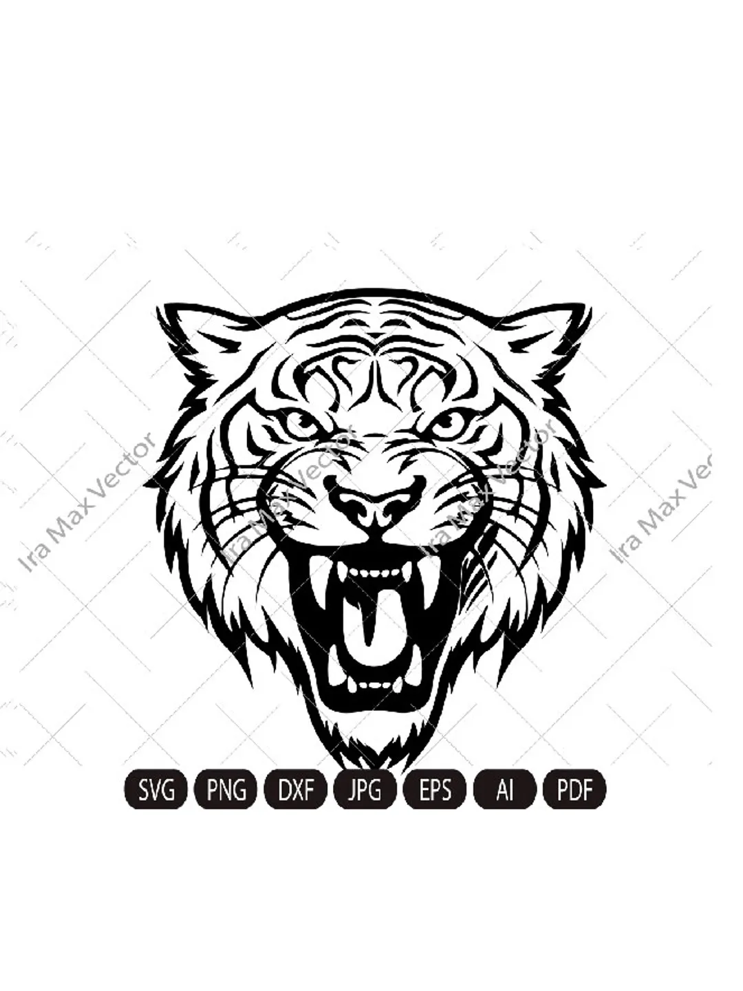 Angry tiger roaring face outline clipart PNG SVG, cut file, sublimation or vinyl for shirt mug sign