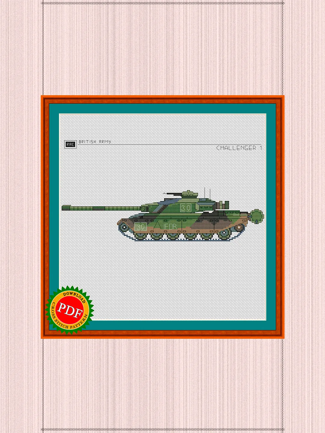 Challenger 1 Cross Stitch Pattern | Main Battle Tank Challenger 1 | British Tank Challenger 1 Chart