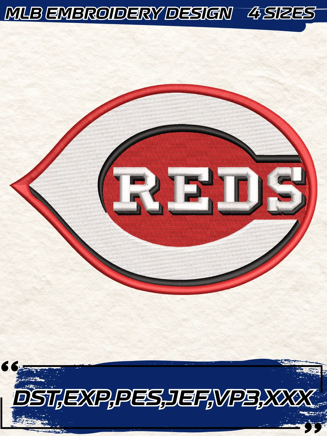 Cincinnati Reds Embroidery Design,MLB Embroidery Design,Machine Embroidery Design File,4 Sizes, Digital Download