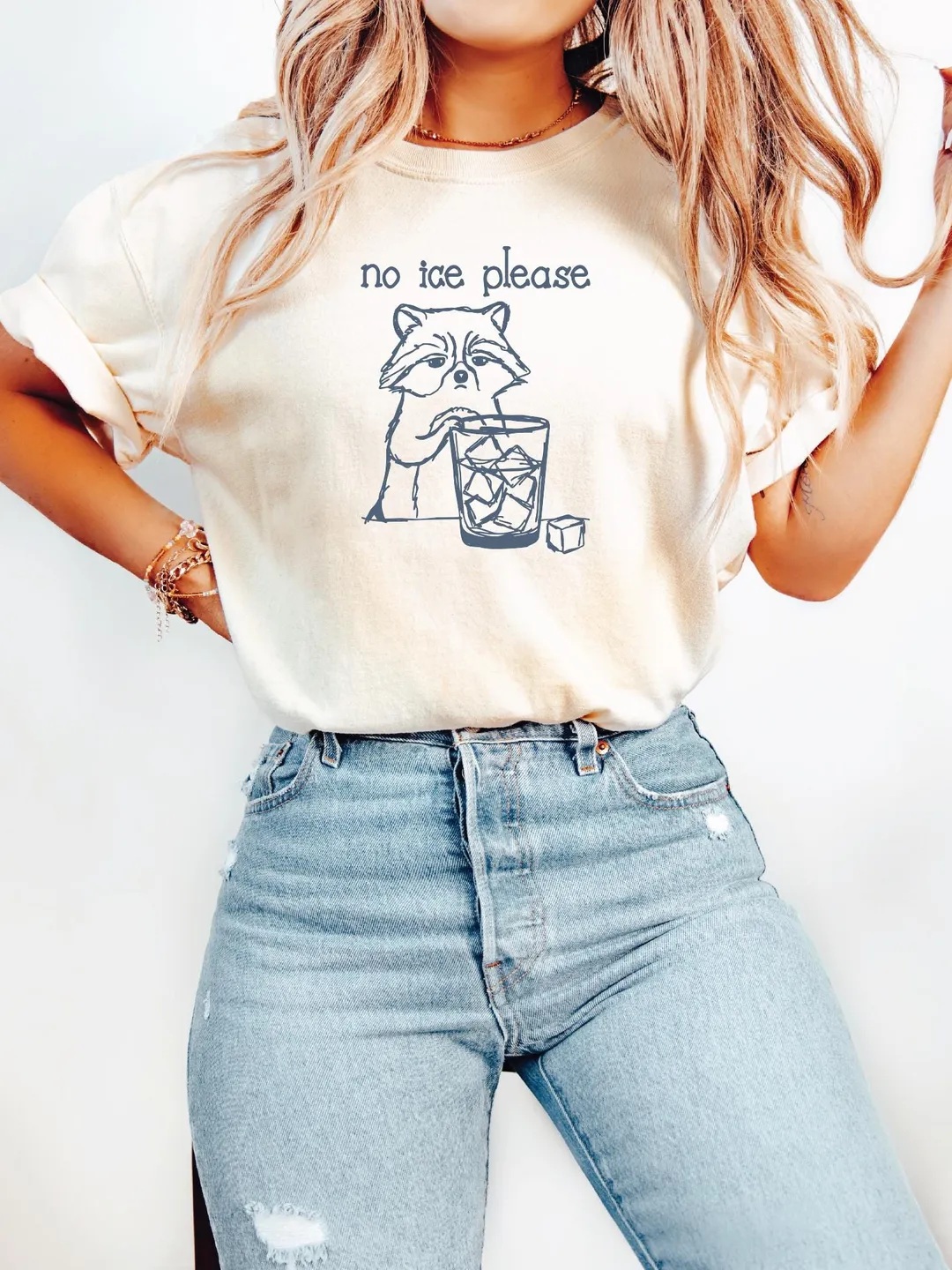 No Ice Please T-Shirt, Sarcastic Raccoon, Cute Animal Graphic Tee, Fun Casual Top, Unisex Cotton T-Shirt, Gift for Animal Lovers