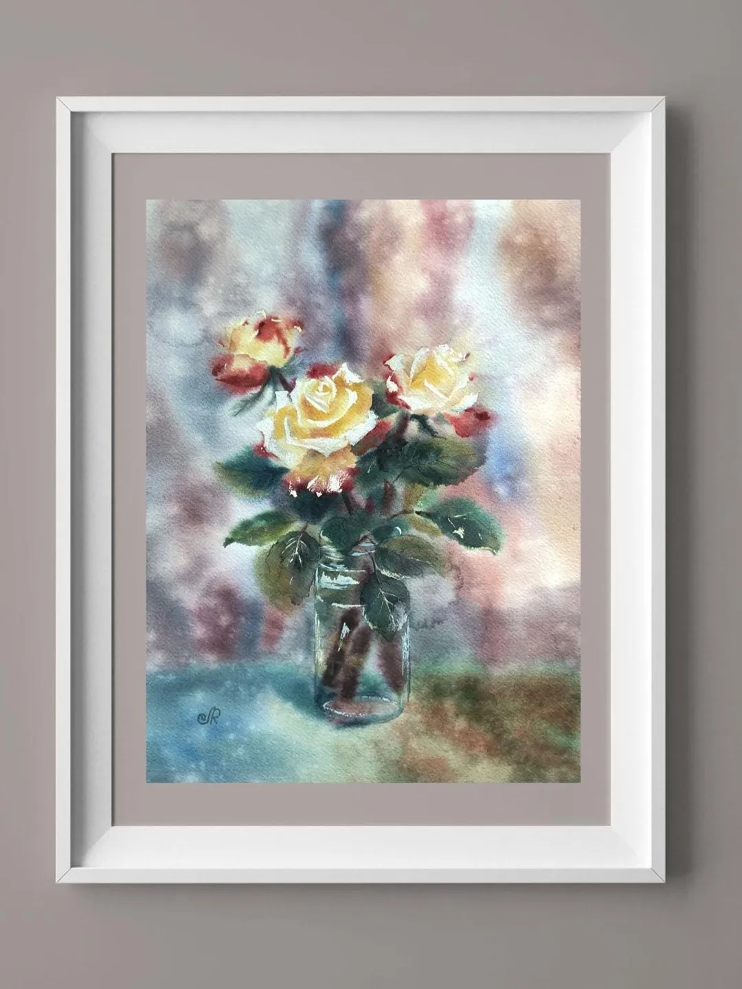 Roses Original Painting Flowers Watercolor Floral Wall Art Blooming Painting
