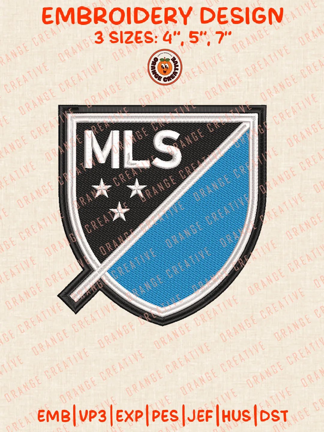 MLS Charlotte FC Flag Logo Embroidery Files, Charlotte FC Embroidery Designs, League Soccer Machine Embroidery Files, MLS Charlotte FC Logo Machine Embroidery, 3 sizes, Digital Download