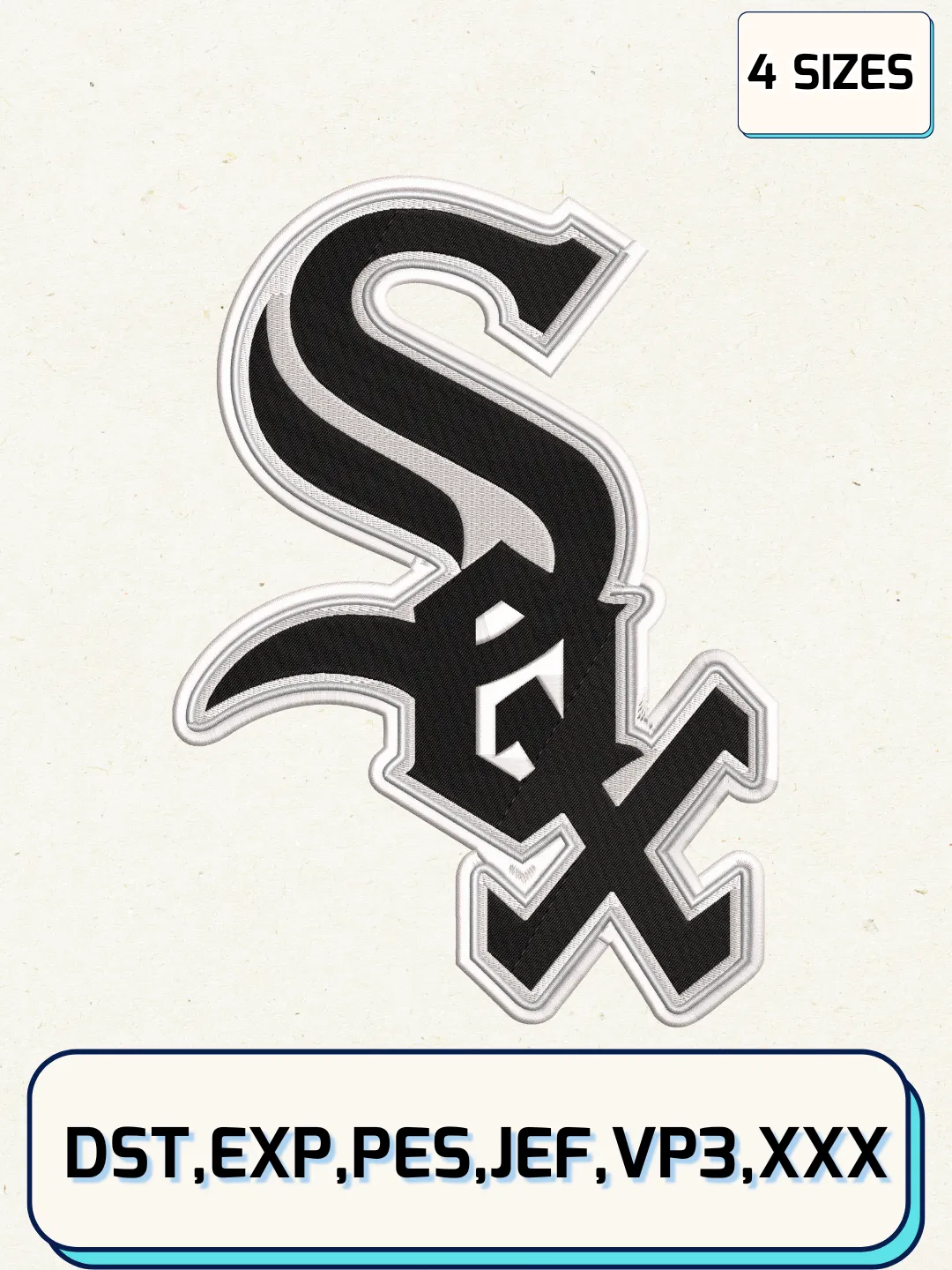 Chicago White Sox Logos Embroidery Design Files, MLB Logos Embroidery Designs, Machine Embroidery Files, 4 Sizes
