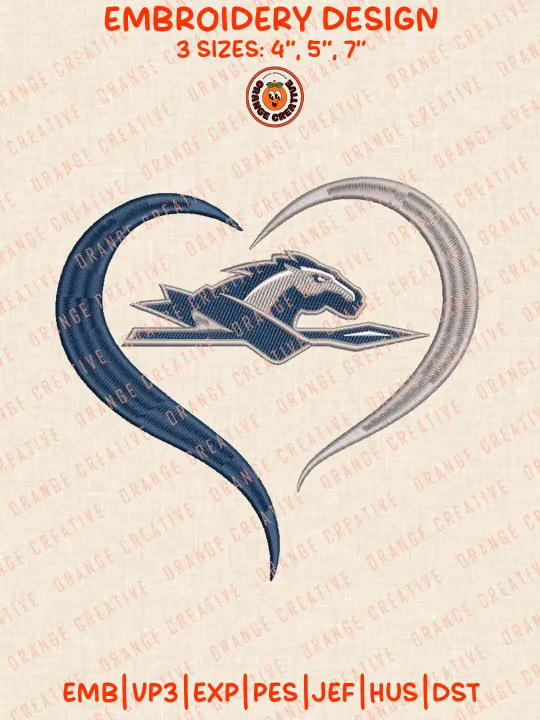 Longwood Lancer Heart Embroidery Design Files, Football Logos Embroidery Designs, Sport Machine Embroidery Files, 3 Sizes, Custom Sizes, Instant Download