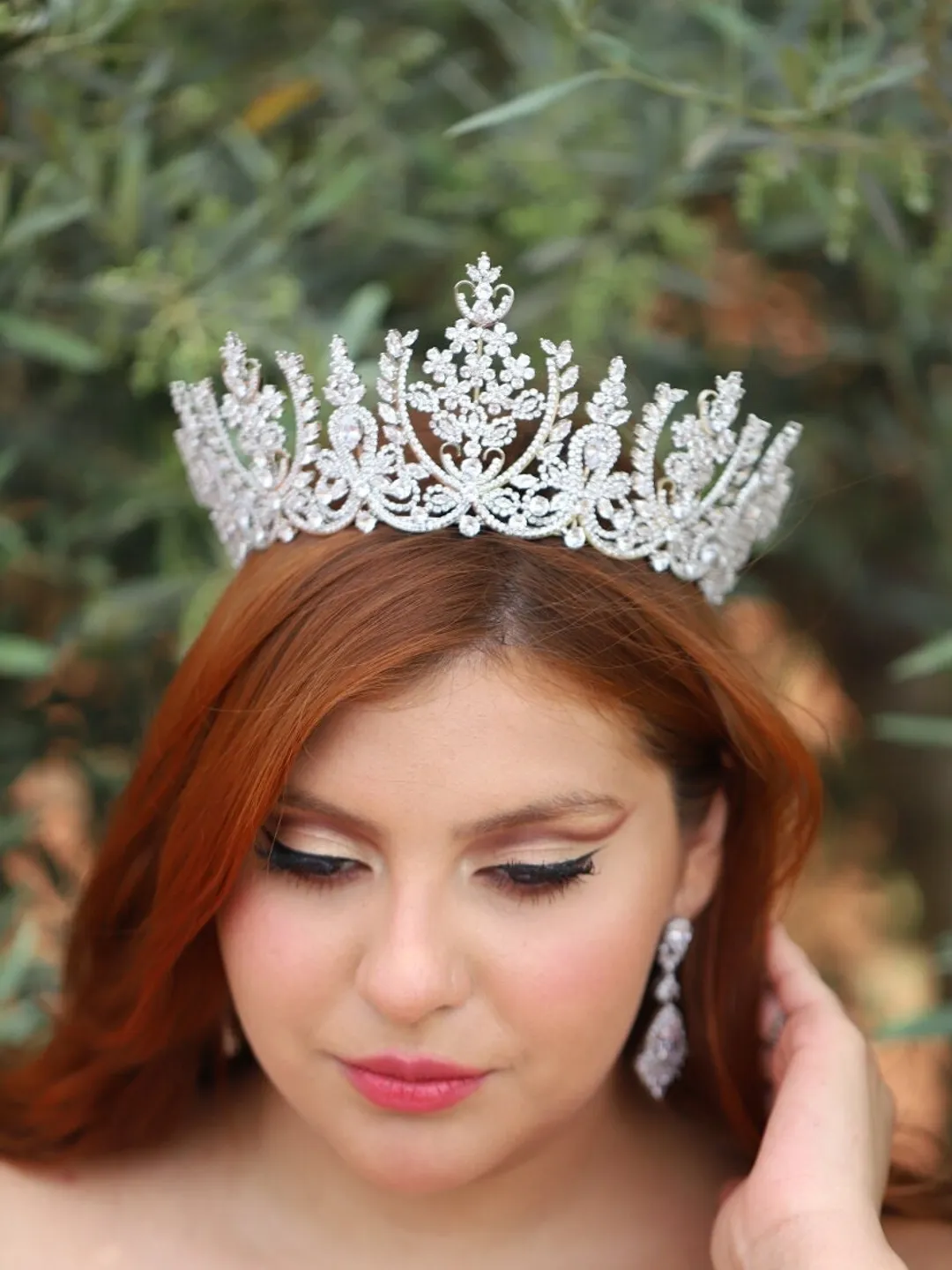 Art Deco Majestic Large Swarovski Crystal Bridal Crown Royal Wedding Tiara Diamond Princess Tiara Wedding Hair Accessories Jewelry Jewellery