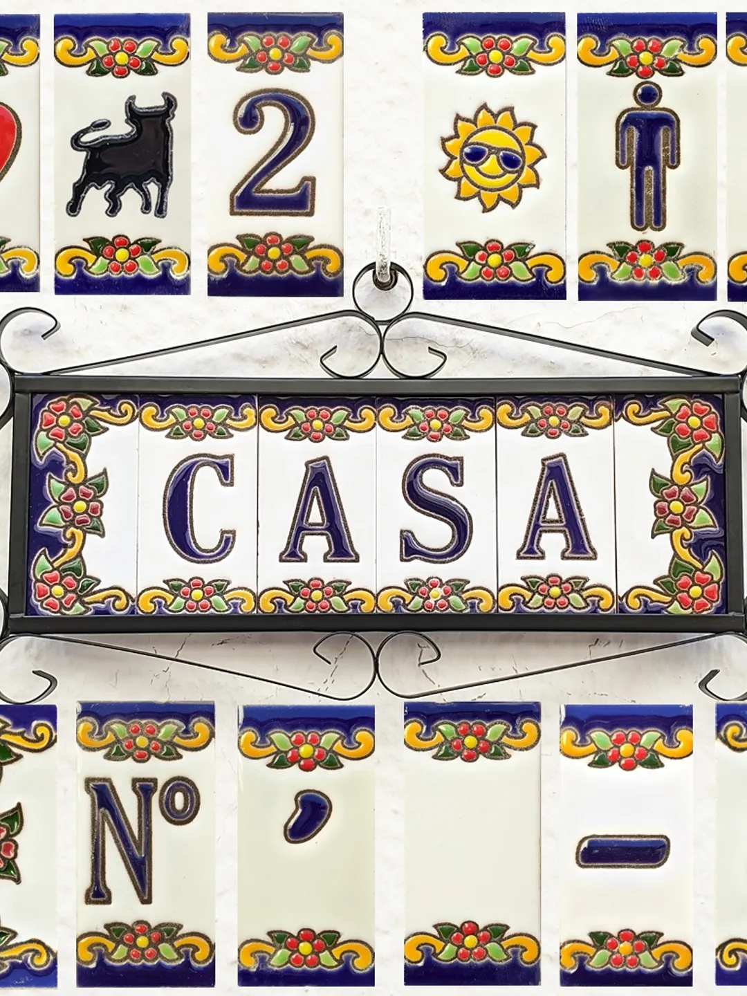 Ceramic letters and numbers 7.5cm. (3") for the wall - Hand-glazed in Spain - "MARBELLA-mini" models - Ceramic letters number -