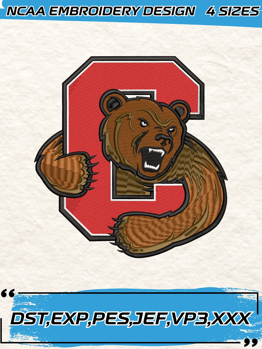 Cornell Big Red Logos Embroidery Design,NCAA Logo Embroidery Design,Machine Embroidery Design File,4 Sizes, Digital Download