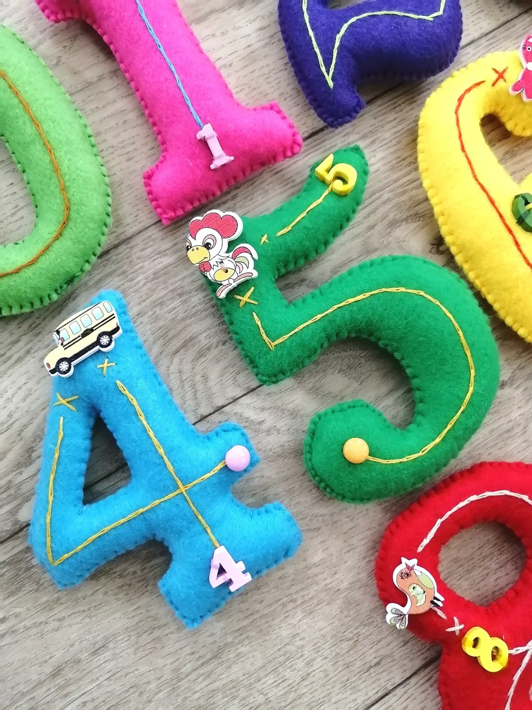 Numbers Using Felt Felt Numbers Set 0-9 Handmade Multicolor Small Felt numbers Colorful ...