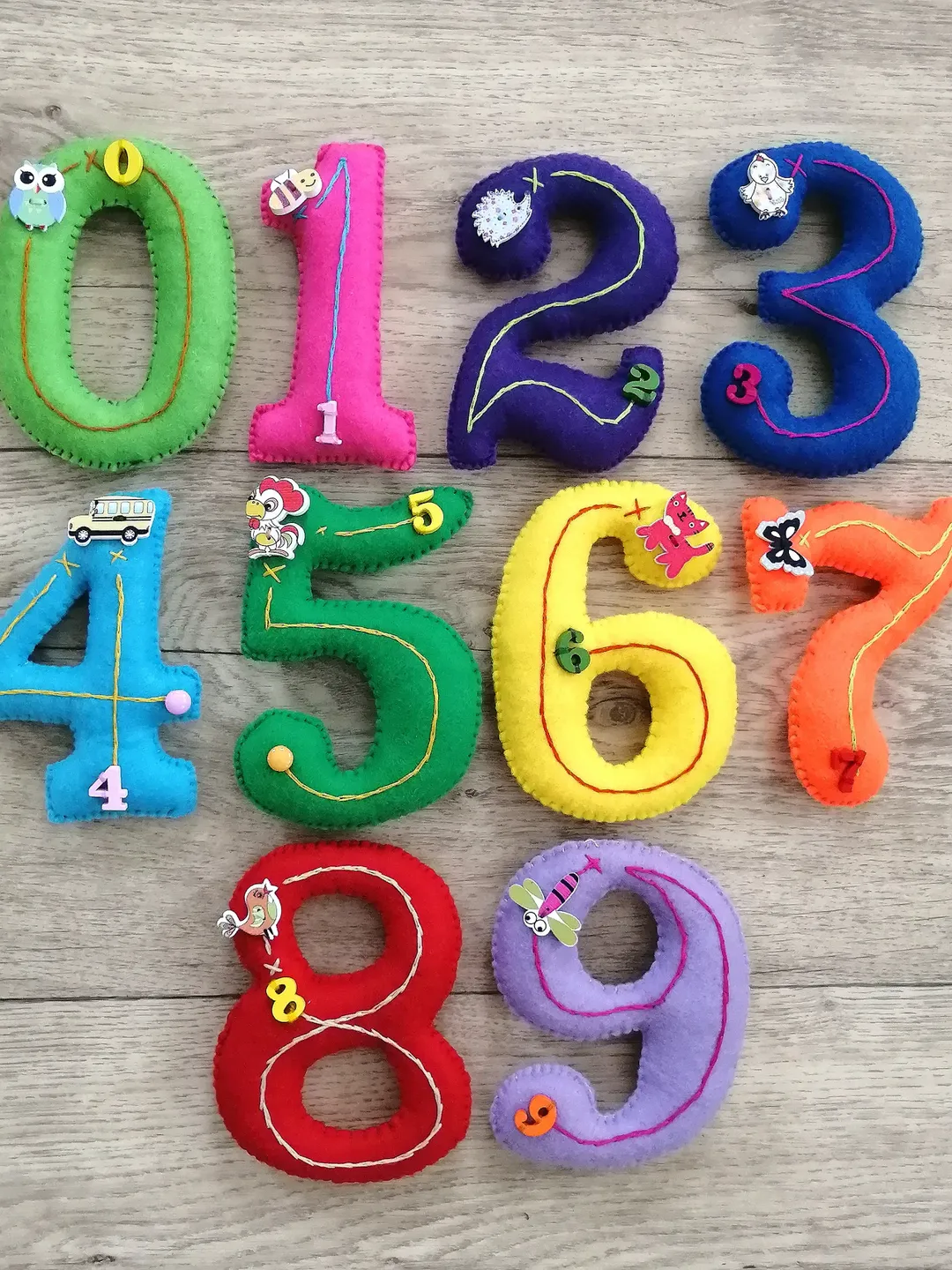 Numbers Using Felt Felt Numbers Set 0-9 Handmade Multicolor Small Felt numbers Colorful ...